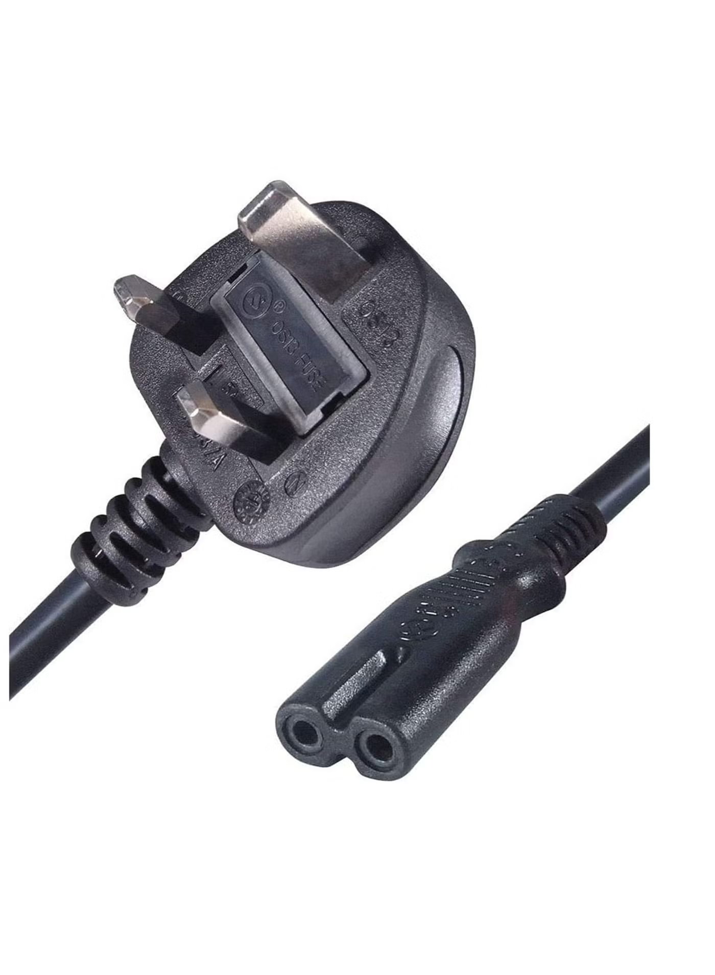 2 Prong UK AC Power Cord | Universal for TV, Printer, PS3 PS4 PS5, Laptop Charger | With Fuse