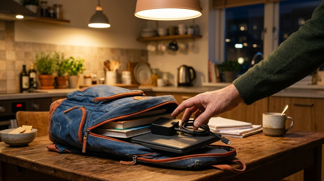 Parent finding school Chromebook charger in child's backpack UAE