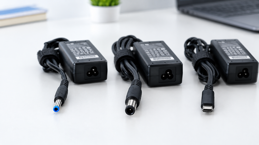 HP laptop charger blue pin, black pin and USB-C plugs - Top Tech UAE