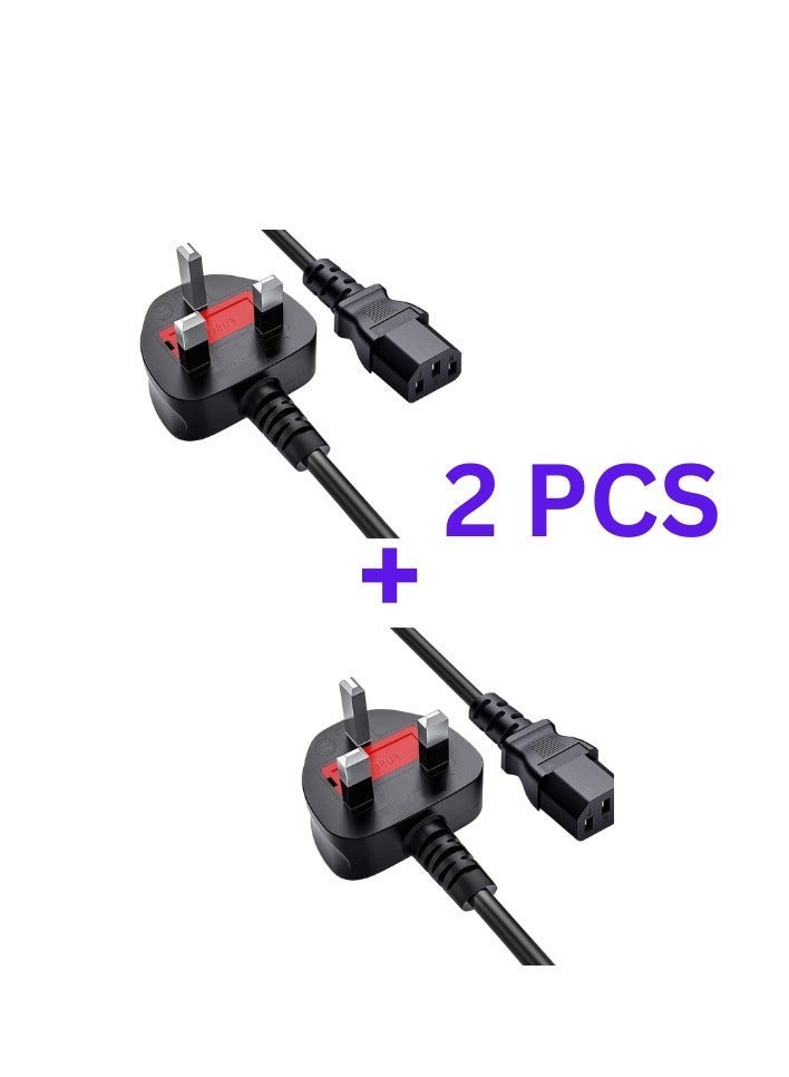 2 pack UK 3 pin C13 power cable with fuse - Top Tech UAE