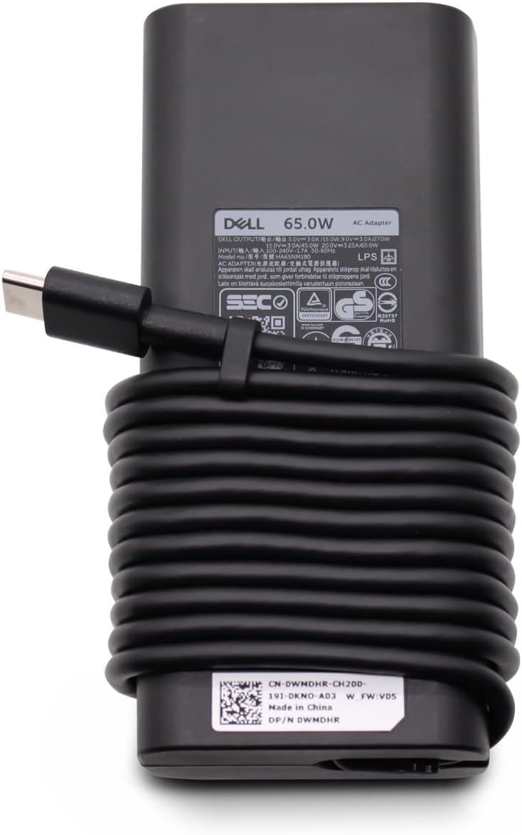 Dell Genuine 65W USB-C Adapter | Latitude 7389 5285 2-in-1 | Type-C Laptop Charger | 1 Year Warranty
