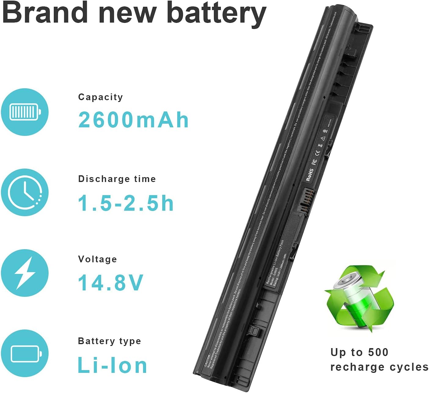 Lenovo G400s G50 Series Replacement Battery L12L4E01 | 2600mAh 14.8V | G50-70 G50-80 Z710 Compatible