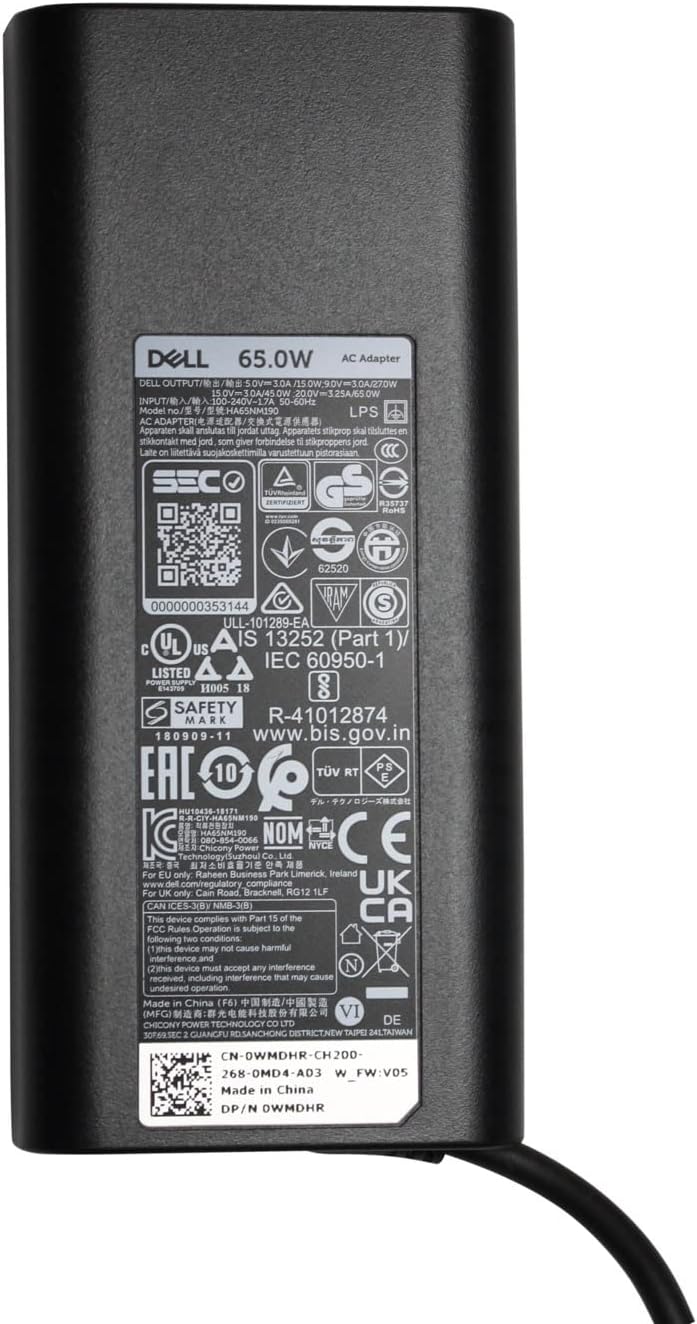Dell Genuine 65W USB-C Adapter | Latitude 7389 5285 2-in-1 | Type-C Laptop Charger | 1 Year Warranty