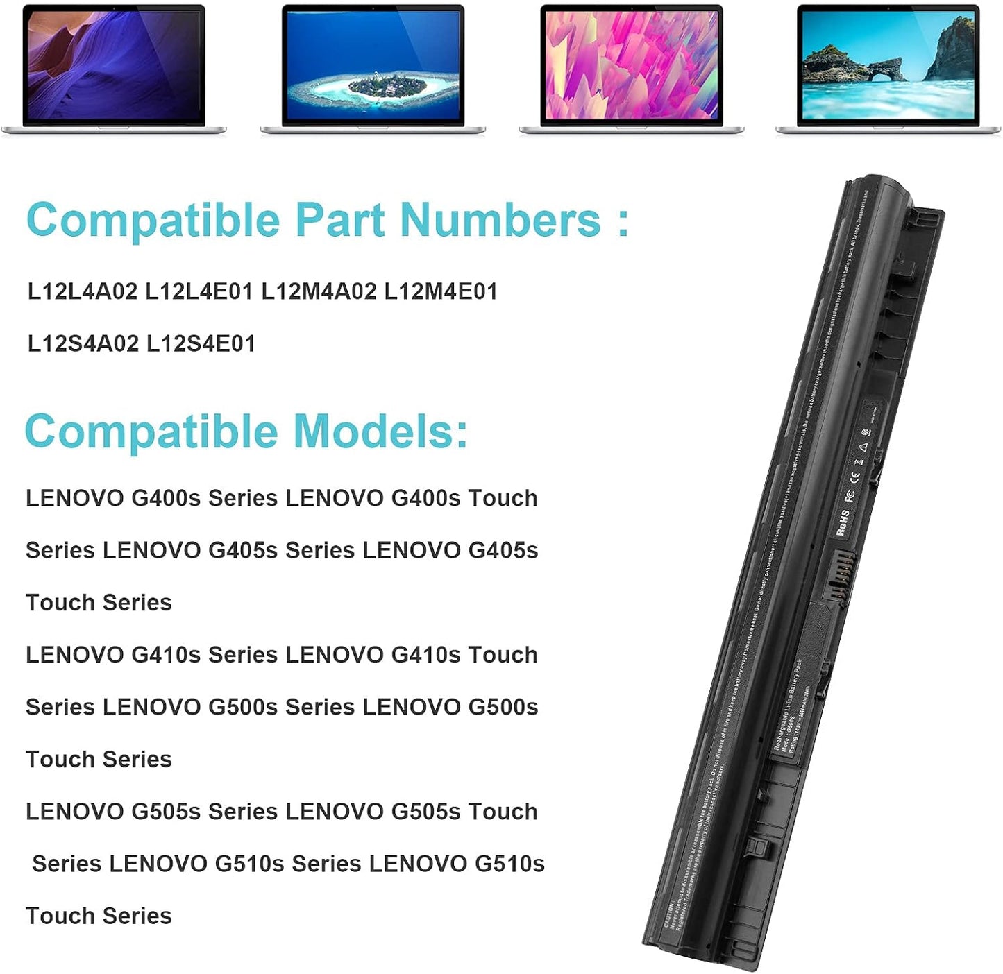 Lenovo G400s G50 Series Replacement Battery L12L4E01 | 2600mAh 14.8V | G50-70 G50-80 Z710 Compatible