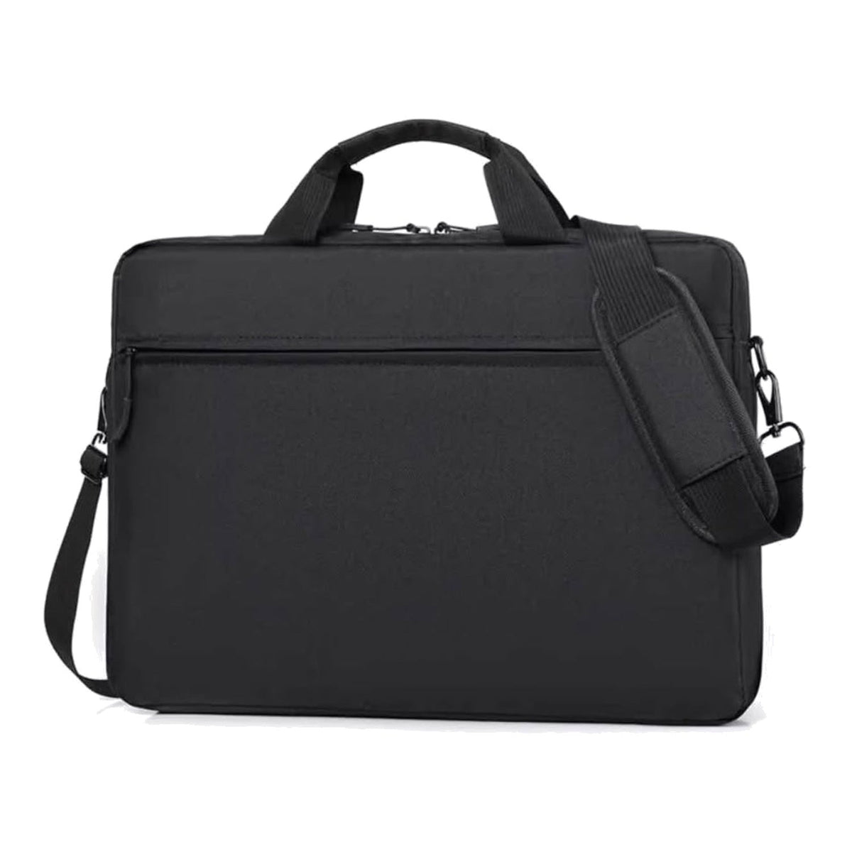 Black water-resistant laptop briefcase 14 inch with detachable shoulder strap