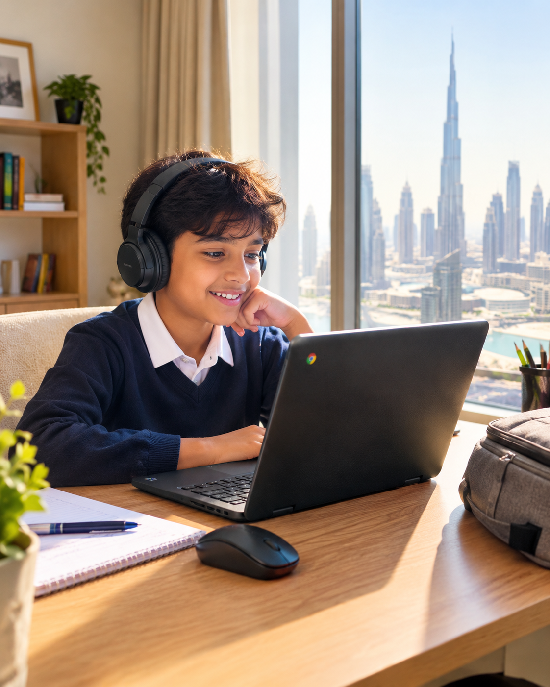 Student using Dell Chromebook 3100 for online learning in UAE – Top Tech UAE