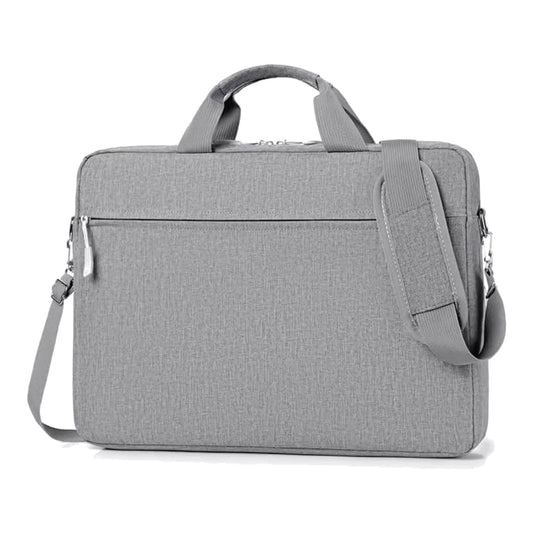 Gray water-resistant laptop briefcase 14 inch with shoulder strap