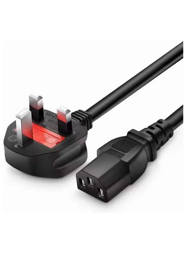 UK 3 Pin Power Cable 1.5m | IEC C13 | For PC, Monitor, Printer, TV, UPS | With Fuse