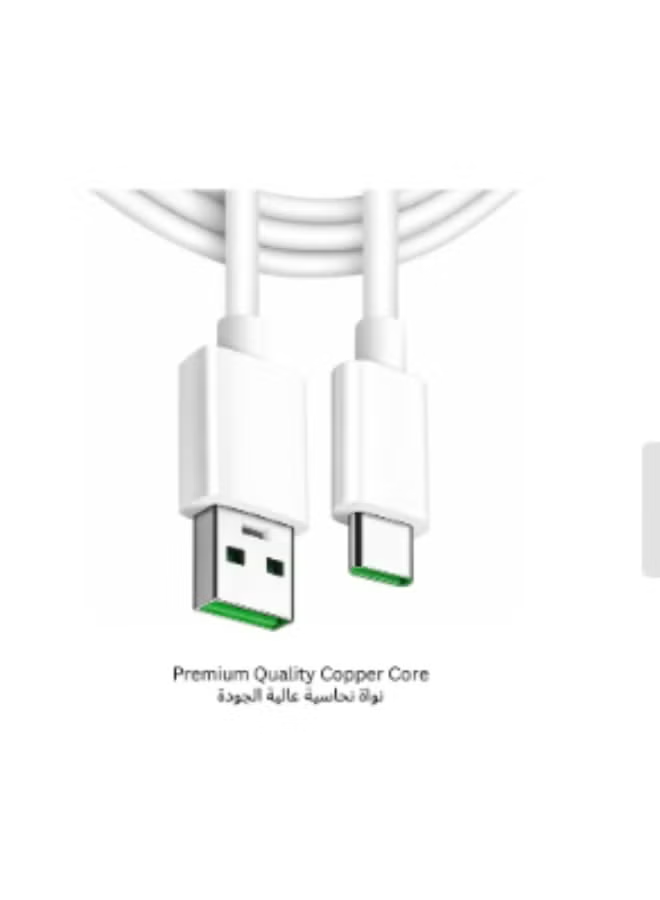 USB-A to Type-C Cable 1m | 60W Fast Charging | Data Cable | For Android, Samsung, Tablets | White