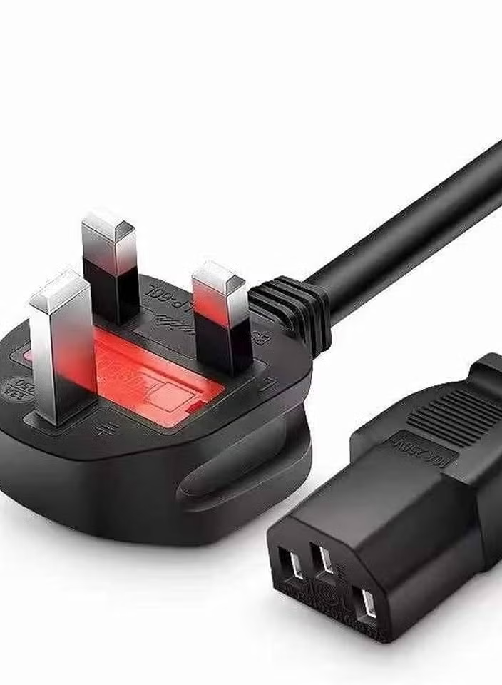 UK 3 Pin Power Cable 1.5m | IEC C13 | For PC, Monitor, Printer, TV, UPS | With Fuse