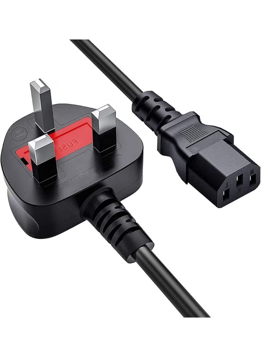 UK 3 Pin Power Cable 1.5m | IEC C13 | For PC, Monitor, Printer, TV, UPS | With Fuse